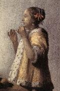 VERMEER VAN DELFT, Jan Woman with a Pearl Necklace (detail)  gff oil painting reproduction